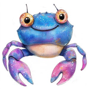 Uroczy kolorowy krab clipart Bundle | 12 plażowych krabów JPG | 4098x4098px 300 DPI | Pobieranie cyfrowe | Ocean Sea Animal Art Printable