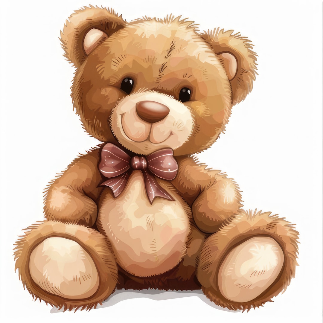 Watercolor Teddy Bear Clipart Set: Nursery Decor, Baby Shower (PNG ...