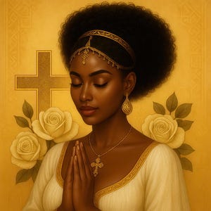 5 Black Woman Praying PNGs Clipart, Black Woman Faith Clipart, Christian PNGs, Black girl clipart,afro girl clipart,transparent PNG download