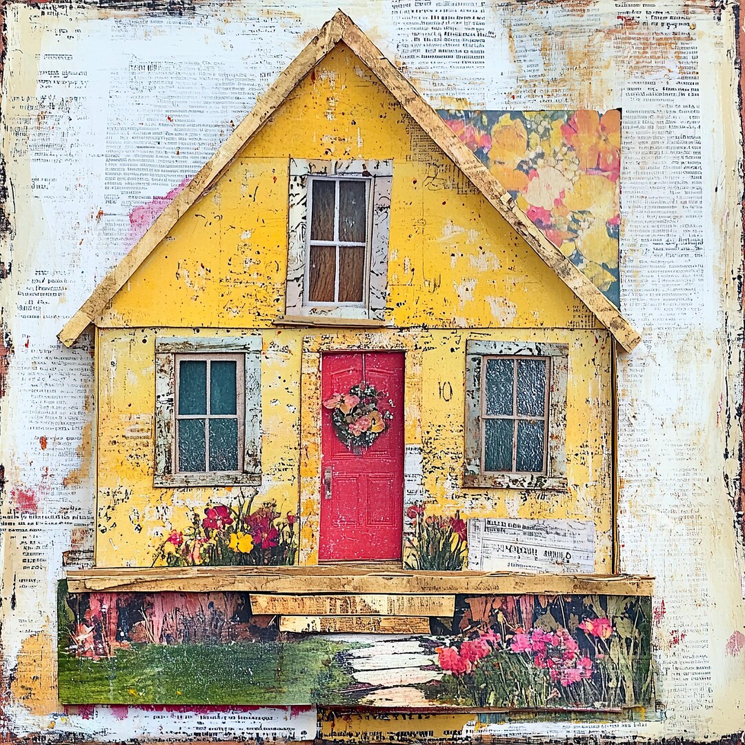 Whimsical Homes Printable Art Images, Digital Download Clipart, Quirky ...