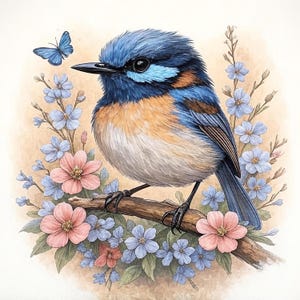 12 Splendid Fairywren Aquarell JPGs, 12 hochwertige Bilder Clipart, Blauer Zaunkönig, Papier Handwerk Kommerzielle Nutzung, Kartenherstellung, Blauer Vogel