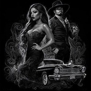 Chicano Lowrider Frau Schädel Chicano Art Clipart, 13 hochwertige JPGs, mexikanische Kunst Tag der Toten, Chola Chicana Kartenherstellung, Clip Art