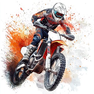 12 Clipart di motocross ad acquerello / Piloti di moto da cross JPG / 4098x4098 px, 300 DPI / MX Art, Grafica da corsa, Sublimazione, Decorazioni sportive