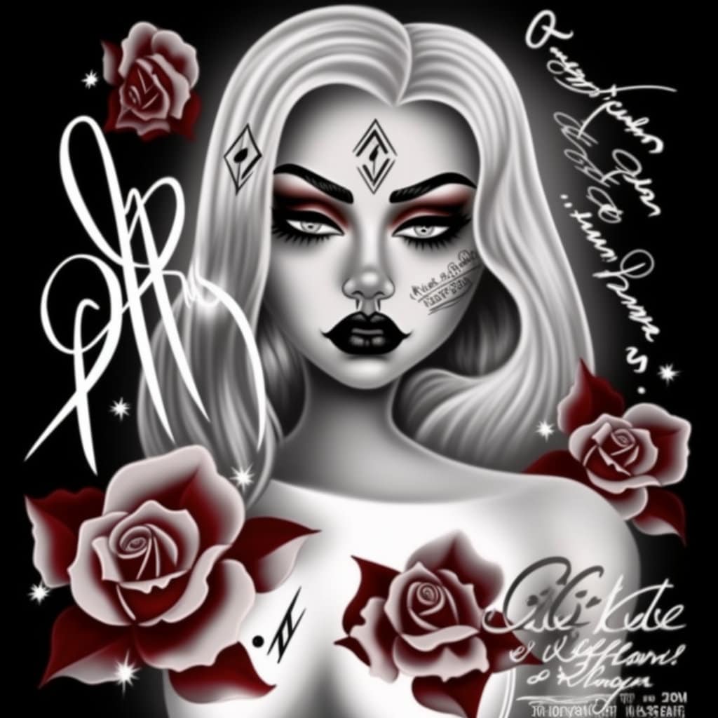 Attractive Woman & Roses PNG Images Chicano Tattoo Art High Etsy