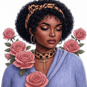 5 Black Woman Praying PNGs Clipart, Black Woman Faith Clipart, Christian PNGs, Black girl clipart,afro girl clipart,transparent PNG download