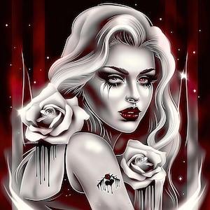 Chicano Tattoo Art: Attractive Woman JPG Clipart (Digital Download)