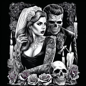 Attractive Woman Skull Chicano Art Clipart, 15 JPGs, Day of the Dead, Chola Chicana