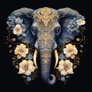 Olifant en rozen Clipart, 12 hoge kwaliteit JPG's | 300 DPI digitale afdrukken | Digitale download, kunst aan de muur, mokken, plakboek, commercieel gebruik