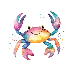 Uroczy kolorowy krab clipart Bundle | 12 plażowych krabów JPG | 4098x4098px 300 DPI | Pobieranie cyfrowe | Ocean Sea Animal Art Printable