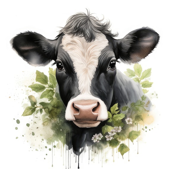Cute Cow Clipart, 20 High Quality JPGs | 300 DPI Digital Prints | Digital Download, Wall Art, Mugs, Scrapbook, Commercial Use