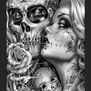 Attraktive Frau Schädel Chicano Art Clipart, 13 hochwertige JPGs, mexikanischer Tag der Toten, Chola Chicana Kartenherstellung, Clip Art