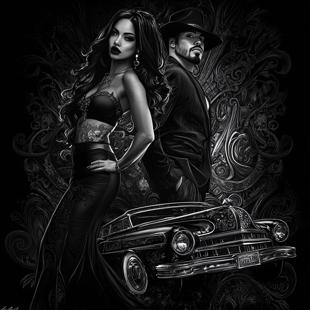 Chicano Lowrider Woman Skull Chicano Art Clipart, 19 High Quality Jpgs ...