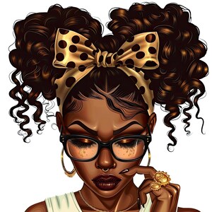 5 schwarze Frau Afro PNGs, messy bun Schleife png Sublimationsdesign Download, Messy Bun png, Messy Bun Leben png, transparenter PNG Download