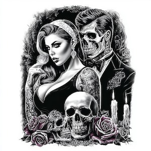 Attractive Woman Skull Chicano Art Clipart, 15 JPGs, Day of the Dead, Chola Chicana