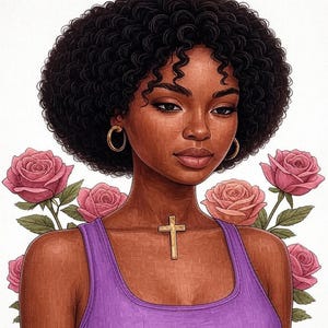 5 Black Woman Praying PNGs Clipart, Black Woman Faith Clipart, Christian PNGs, Black girl clipart,afro girl clipart,transparent PNG download