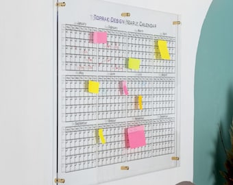 Personalized Acrylic Yearly Wall Calendar, Large Dry Erase Planner Board, Custom Family Command Center, Annual Wall Organizer