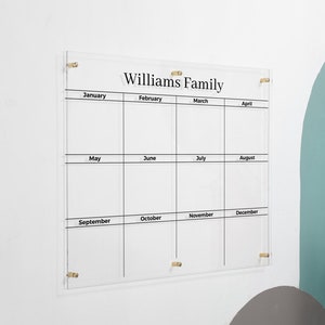 Personalized Acrylic Family Yearly Planner, Custom Wall Dry Erase Calendar, Custom Acrylic Wall Calendar, Dry Erase Family Calendar