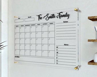 Acrylic Dry Erase Board, Large Acrylic Wall Calendar, Monthly & Weekly Calendar, Family Calendar, Family Planner, Home - Office Decoration