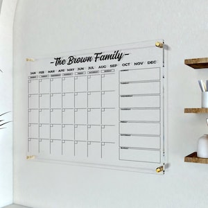 Acrylic Calendar, Family Planner, Wall Calendar, Personalized Wall Decor