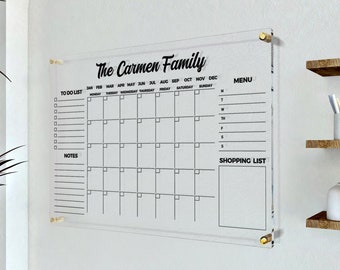 Acrylic Family Calendar, Family Wall Calendar, Dry Erase Board, Personalized Dry Erase Calendar, Large Wall Calendar, Family Planner