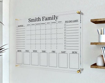 Acrylic Calendar, Family Calendar, Planner for Wall, Personalized Dry Erase Board For Wall, Custom Dry Erase Calendar, Wall Calendar