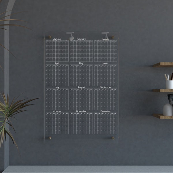 Acrylic Yearly Vertically Calendar 2024, Large Acrylic Wall Planner, Acrylic Annual Calendar 2024, Acrylic Calendar Yearly Planner Board