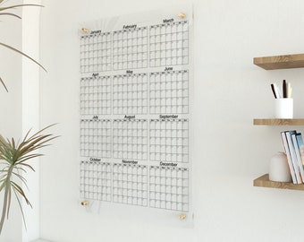 Personalisierter Acryl-Jahreskalender 2025 | Trocken abwischbarer Wandplaner | Großer Familienplaner Acryl | Organizer für Zuhause oder Büro