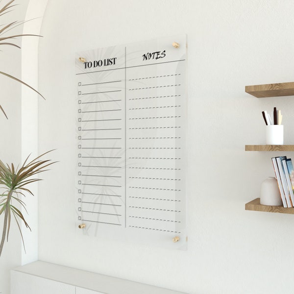 Acryl To-Do-Liste für Wand, trocken abwischbare Tafel, klarer Acryl minimalistischer Kalender, Acryl-Whiteboard-Kalender, Acryl-Command Center