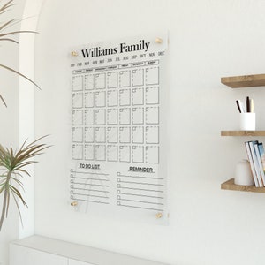 Personalized Acrylic Wall Calendar, Monthly Dry Erase Family Planner, Acrylic Wall Planner, Custom Transparent Organizer