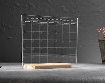 Custom Acrylic Desk Calendar, Weekly Monthly Planner, Personalized Dry Erase Board, Undated Wall Calendar for Home Office