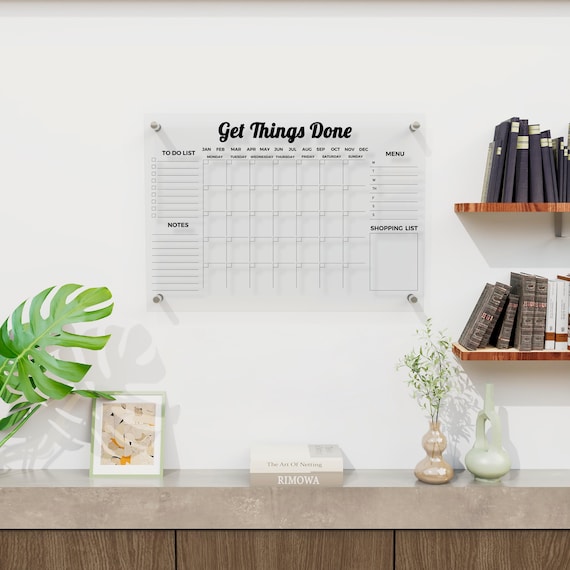 Personalized Acrylic Wall Calendar, Family Monthly Planner, Custom Dry Erase Command Center, Large Kitchen Wall Organizer