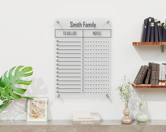 Acrylic Weekly Meal Planner Board, Personalized Dry Erase Menu and Grocery List, Kitchen Wall Organizer, Clear Family Planning Board