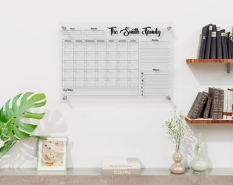 Large Acrylic Dry Erase Wall Calendar, Personalized Family Monthly Planner