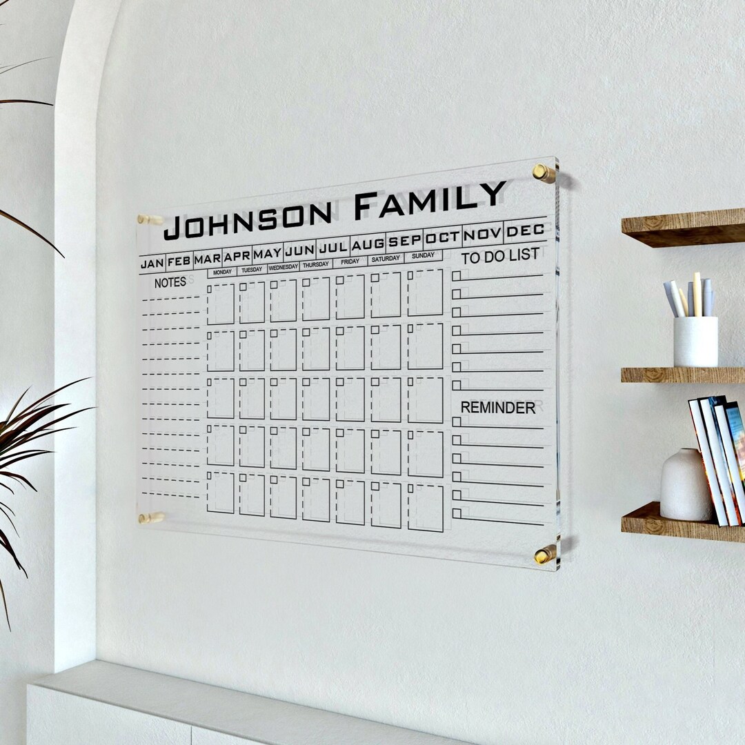 Personalized Dry Erase Calendar Family Command Center for Etsy