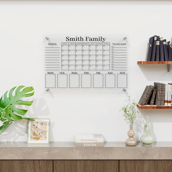 Personalized Acrylic Family Calendar, Wall Planner, Dry Erase Board