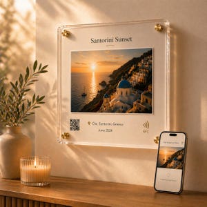 Travel Memory Wall Plaque | Personalized Photo & Location Acrylic Art | 4 Designs | Hidden Story Page | Honeymoon Anniversary Keepsake Gift