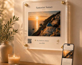 Travel Memory Wall Plaque | Personalized Photo & Location Acrylic Art | 4 Designs | Hidden Story Page | Honeymoon Anniversary Keepsake Gift