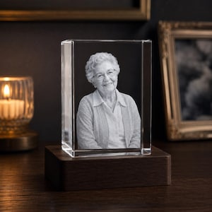 Memorial 3D Crystal Photo Keepsake, In Loving Memory Sympathy Gift, Custom Engraved K9 Crystal with LED, Loss of Mother Father Spouse image 8