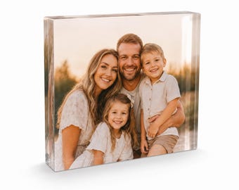 Custom Photo Acrylic Block, Ships in 1-2 Business Days, Personalized Picture Block, Photo Gift for Her, Anniversary Gift, Desk Decor