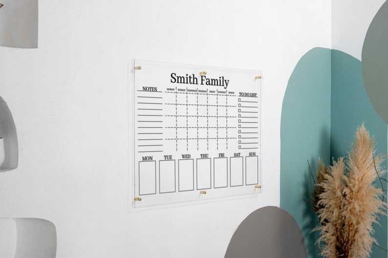 Personalized acrylic family wall calendar 2025 dry erase planner board