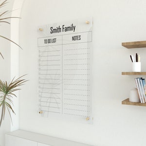 Personalized Acrylic To Do List Calendar, Minimalist To Do List and Notes with Dry Erase Board, Clear Acrylic Command Center