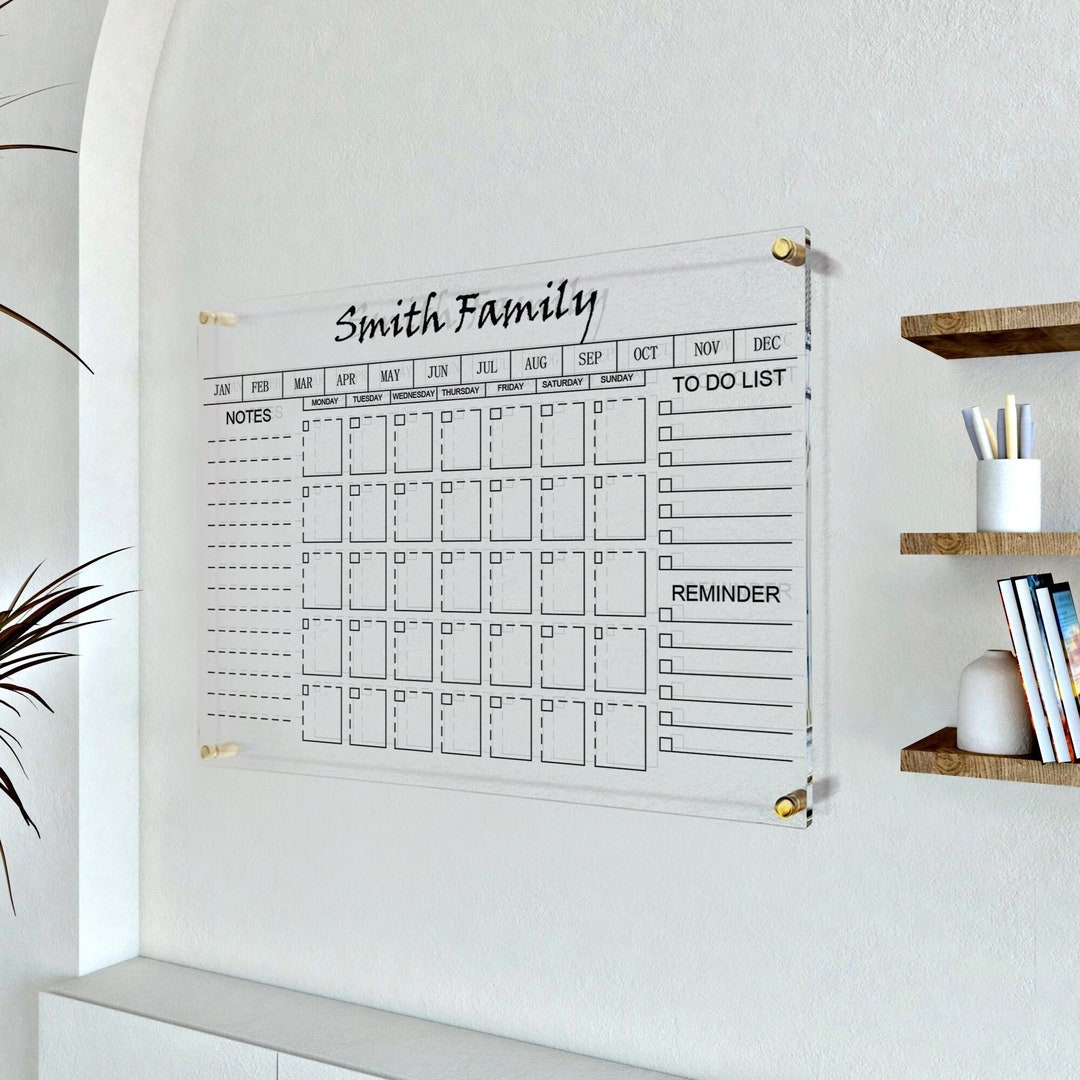Large Dry Erase Board, Personalized Acrylic Wall Calendar for Modern ...