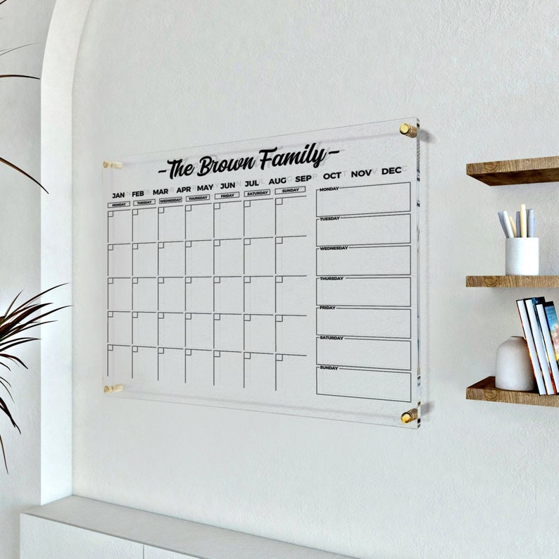 Acrylic Calendar, Family Planner, Wall Calendar, Personalized Wall Decor