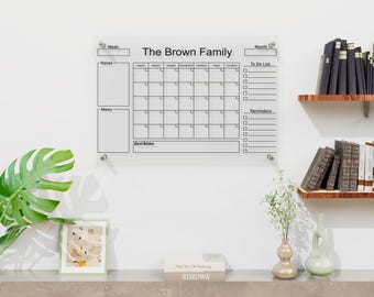Grote acryl wandkalender, gepersonaliseerde maandelijkse gezinsplanner met whiteboardoppervlak, transparant commandocentrum, op maat gemaakte keukenwandorganizer
