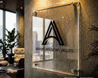 Custom Acrylic Company Logo Sign, Personalized Office Branding Plaque, Core Values Wall Sign, Reception Signage, Business Lobby Decor