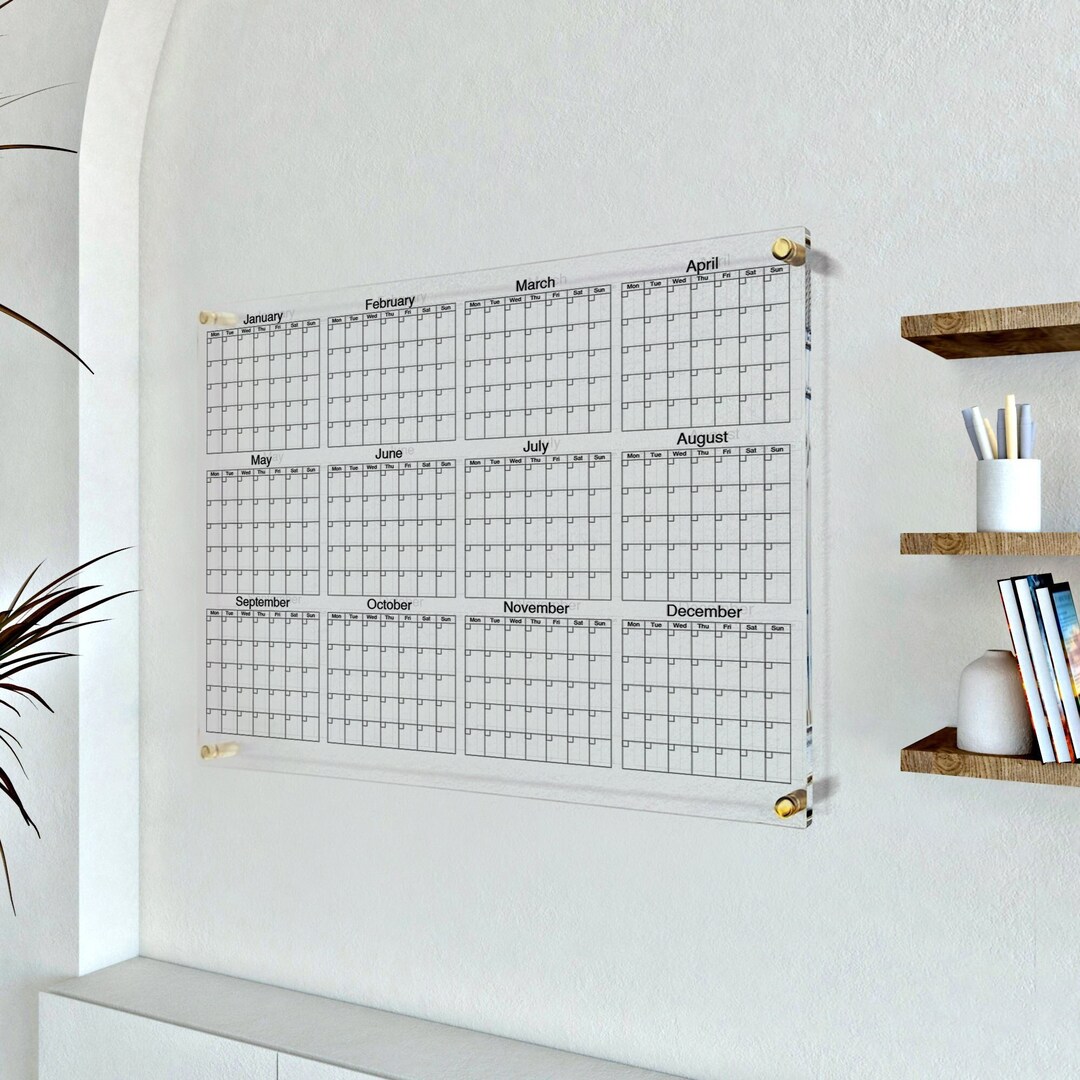 Large Wall Calendar, Acrylic Yearly Calendar 2024, Acrylic Annual Calendar 2024, Acrylic