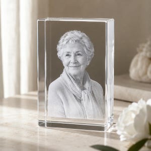 Memorial 3D Crystal Photo Keepsake, In Loving Memory Sympathy Gift, Custom Engraved K9 Crystal with LED, Loss of Mother Father Spouse image 9