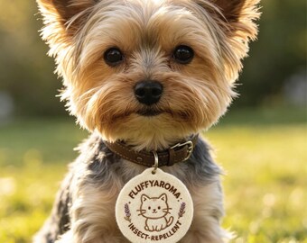 Custom Laser Engraved Pet Aroma Felt Tag | Natural Plant-Based Insect Repellent