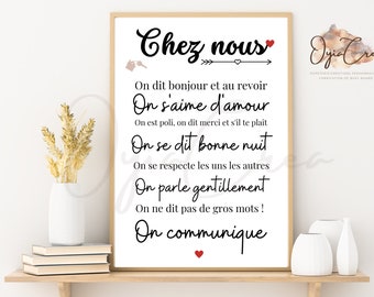 Affiche CHEZ NOUS | décoration | règles de la maison