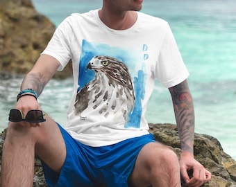 Koszulka Hawk, Koszulka Hawk z nadrukiem, Koszulka z nadrukiem, Koszulka z nadrukiem z bawełny organicznej ring-spun, Koszulka z oryginalnym nadrukiem artystycznym, Koszulka unisex